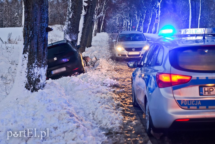 Elbląg Dwóch kierowców uderzyło w drzewa, jeden z nich był pijany