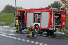 Ciężarówka spłonęła na S22, silnik mana eksplodował podczas jazdy