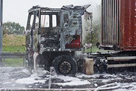 Ciężarówka spłonęła na S22, silnik mana eksplodował podczas jazdy