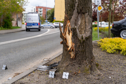 Rozbił jeepa na drzewie