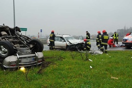 Węzeł Wschód - wypadek na zjeździe z S22
