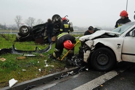 Węzeł Wschód - wypadek na zjeździe z S22