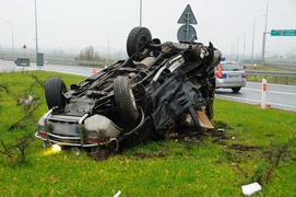 Węzeł Wschód - wypadek na zjeździe z S22