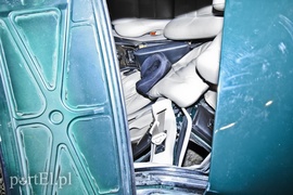 Uderzył w drzewo i jaguar stanął na boku