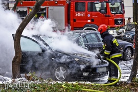 Pożar samochodu przy placu Grunwaldzkim