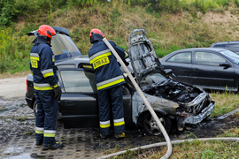 Pożar opla na ul. Łęczyckiej