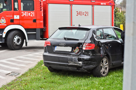 Kolizja fiata z audi na al. Grunwaldzkiej