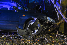 Usterka pojazdu doprowadziła do uderzenia w drzewo